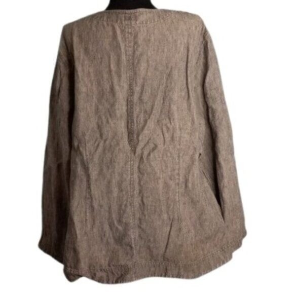 J. Jill XL Women's Linen Jacket Black Long Sleeve Button Front Casual - Picture 4 of 8